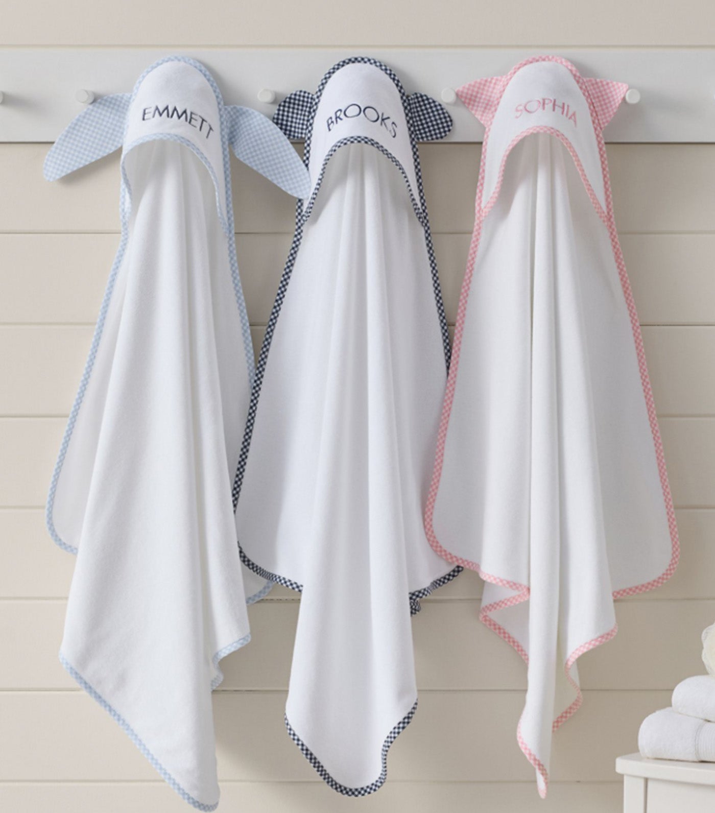 Gingham Critter Baby Hooded Towel