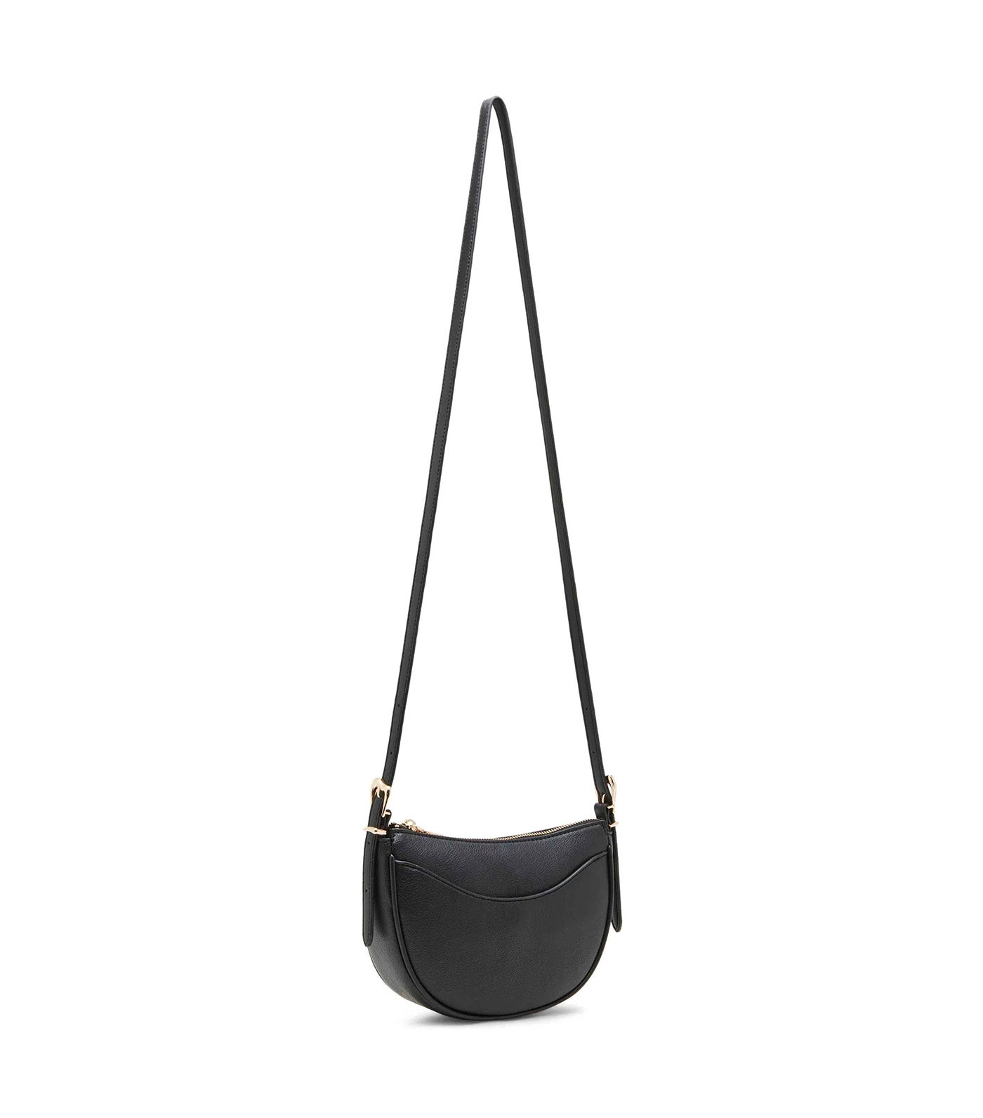 Sculpted Buckle Half Moon Crossbody Black