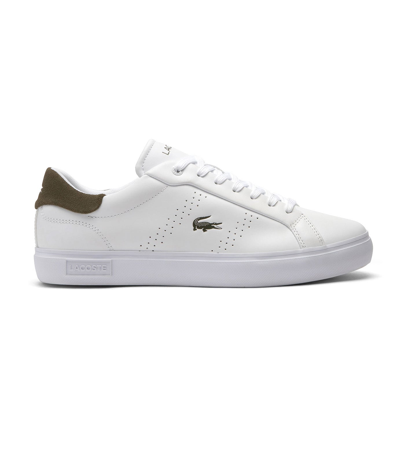 Lacoste Men's Powercourt 2.0 Leather Sneakers White/Khaki