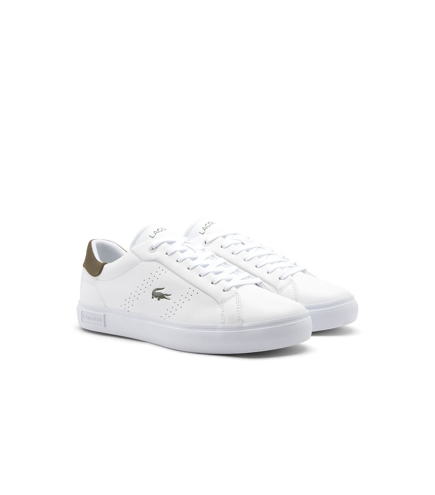 Lacoste Men's Powercourt 2.0 Leather Sneakers White/Khaki