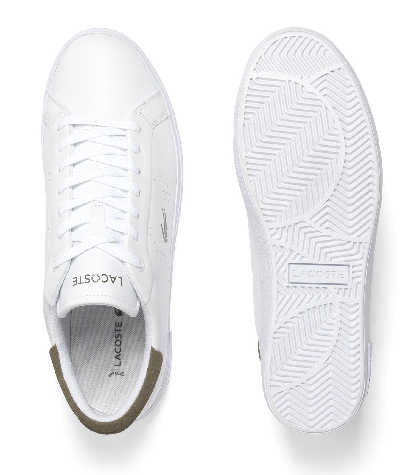 Lacoste Men's Powercourt 2.0 Leather Sneakers White/Khaki