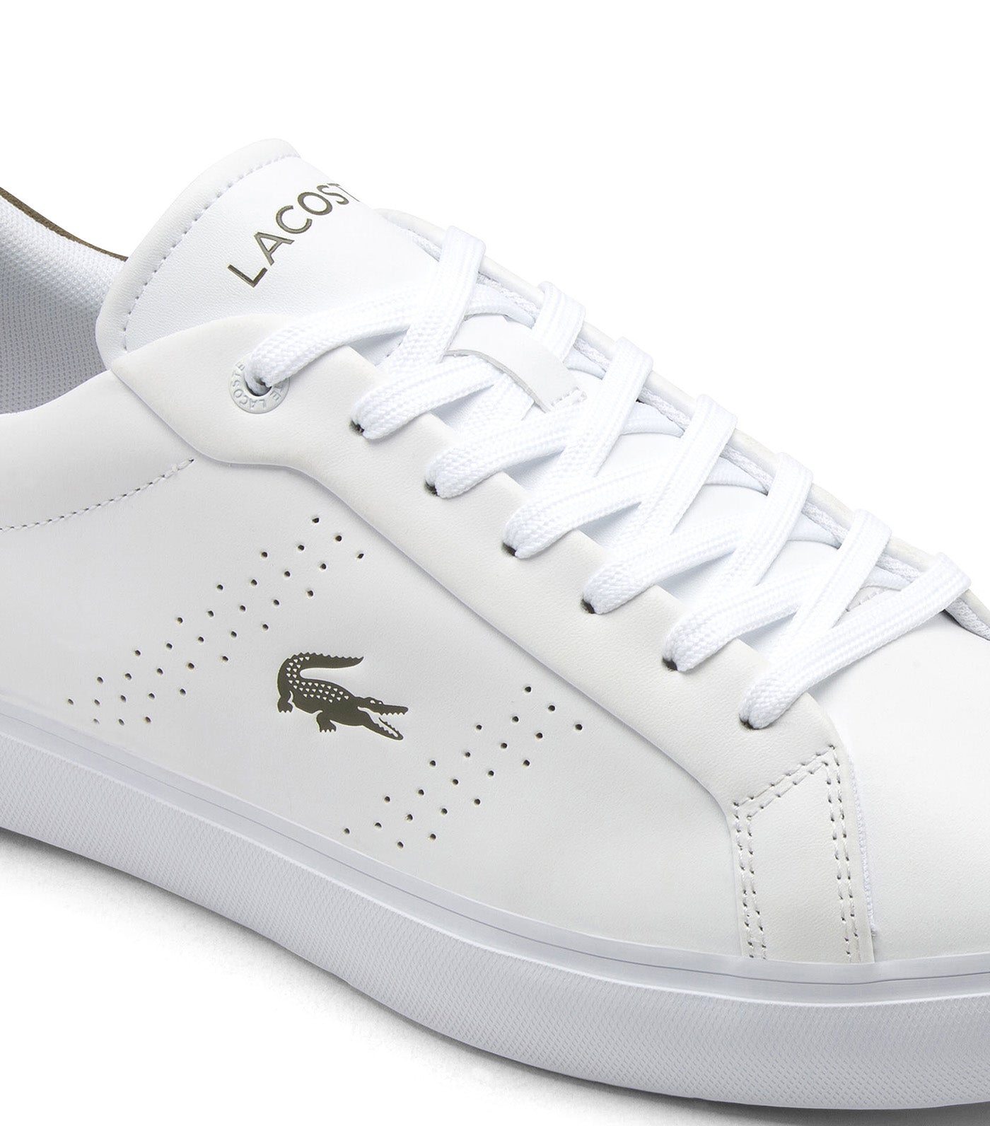 Lacoste Men's Powercourt 2.0 Leather Sneakers White/Khaki