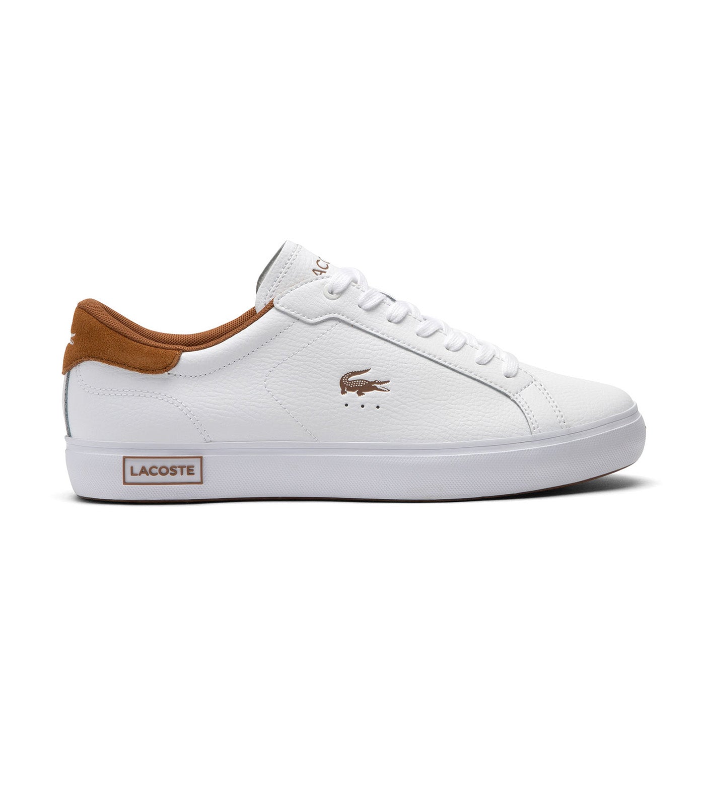 Lacoste Men's Powercourt Leather Sneakers White/Brown