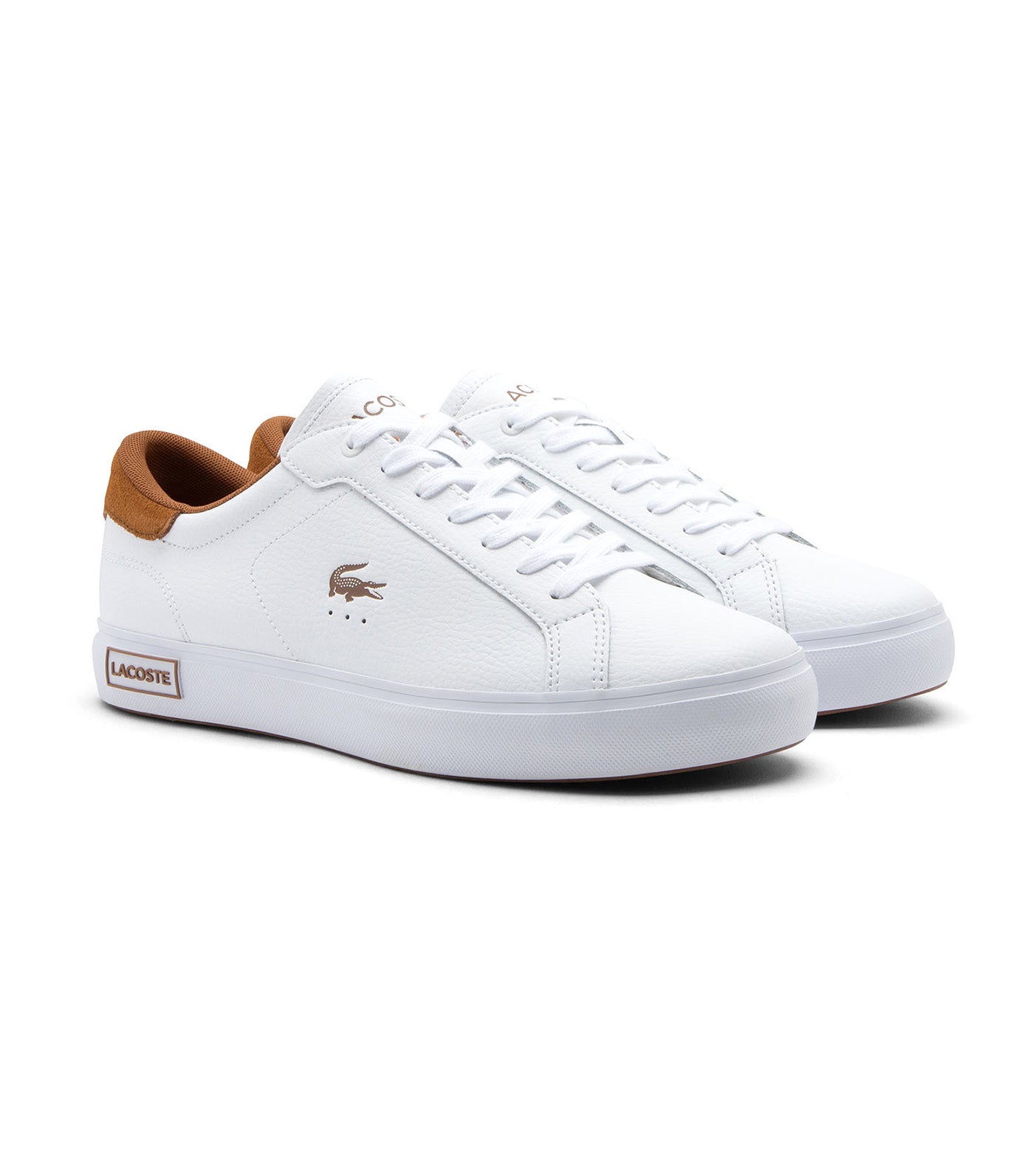 Lacoste Men's Powercourt Leather Sneakers White/Brown