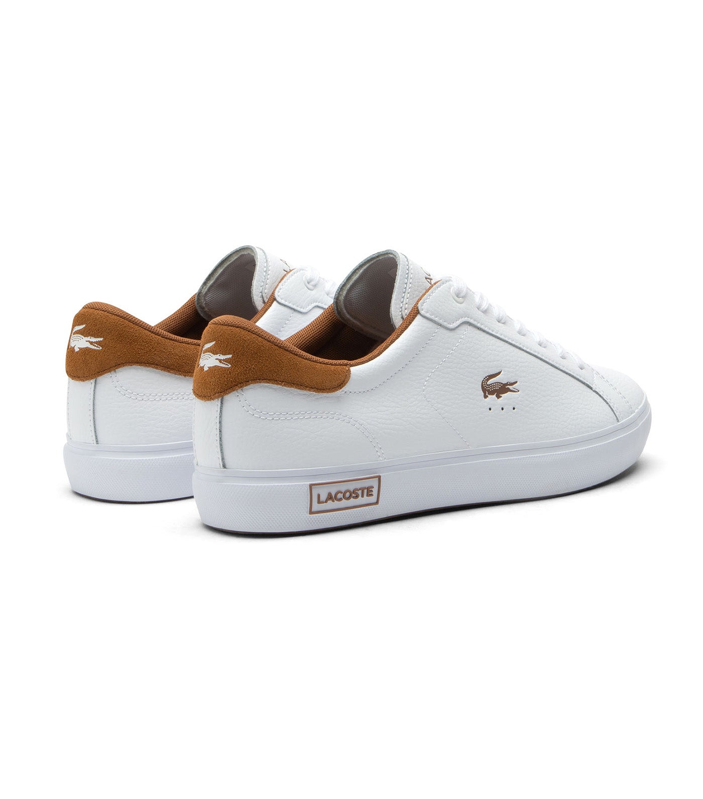 Lacoste Men's Powercourt Leather Sneakers White/Brown
