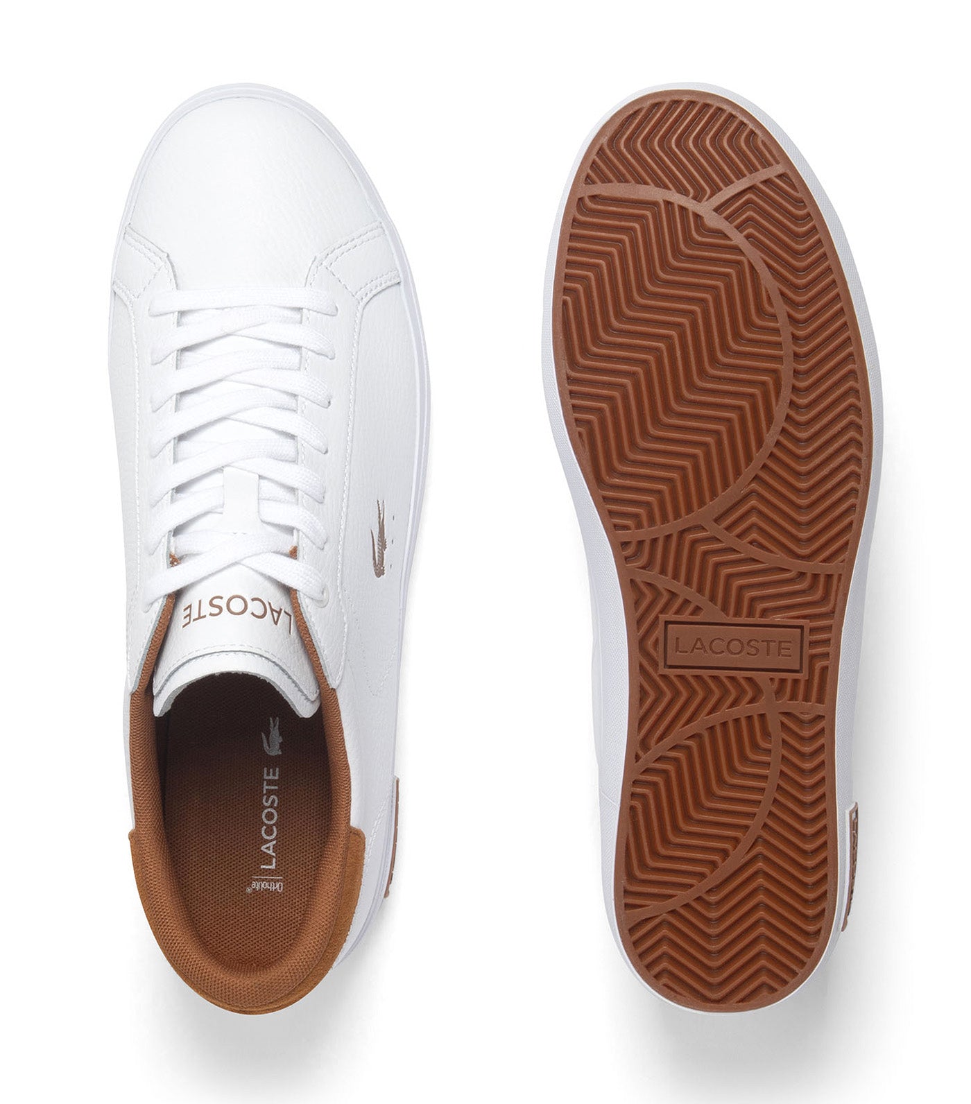 Lacoste Men's Powercourt Leather Sneakers White/Brown