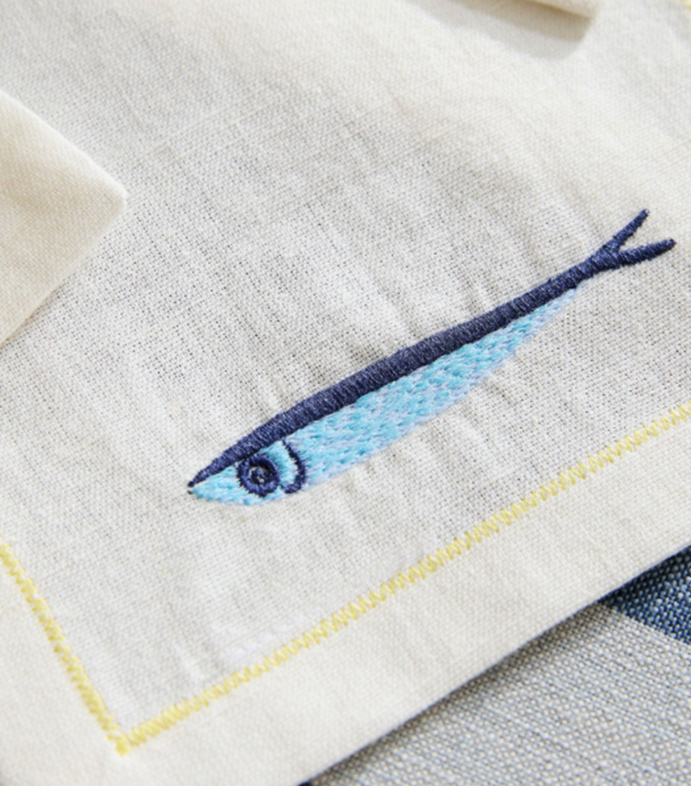 Sardine Embroidered Cocktail Napkin Sets