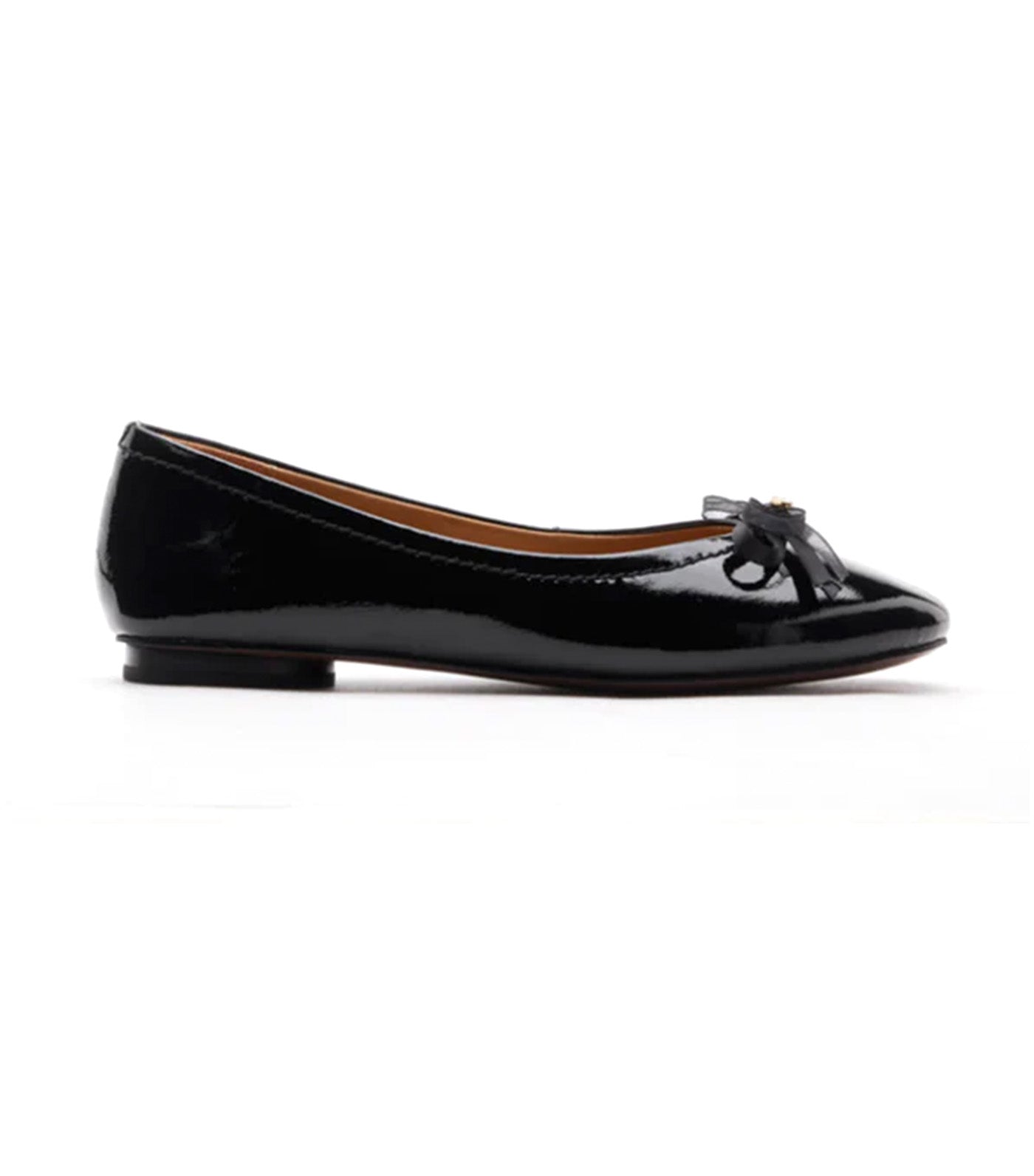 Pia Patent Accented Bow Flats Black