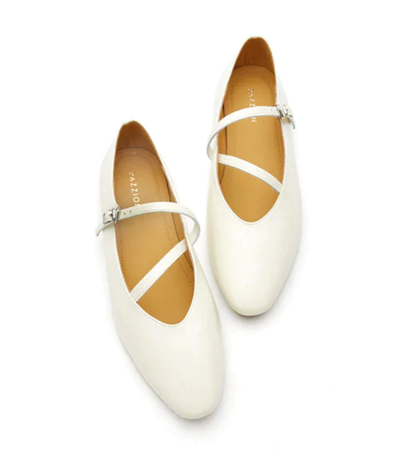 Corinne Glossy Strappy Flats Beige