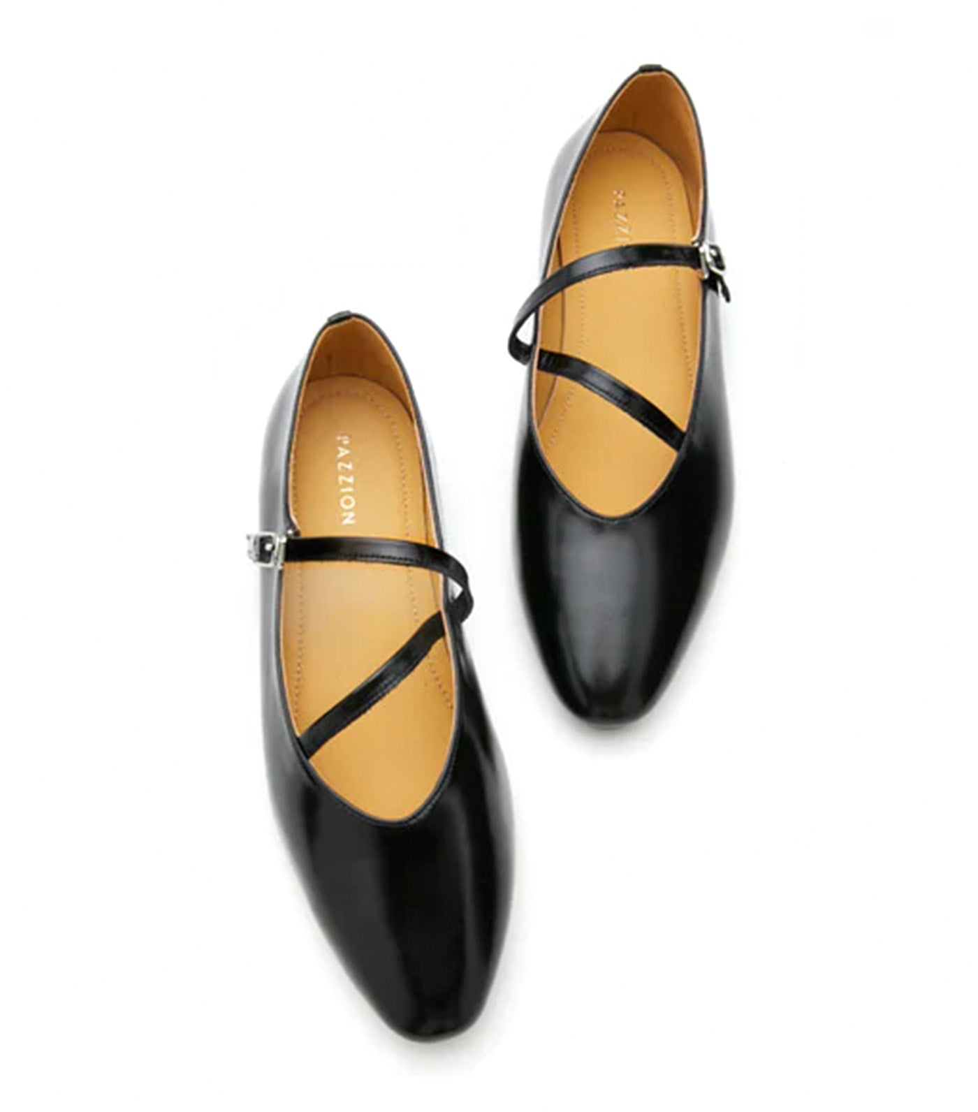 Corinne Glossy Strappy Flats Black