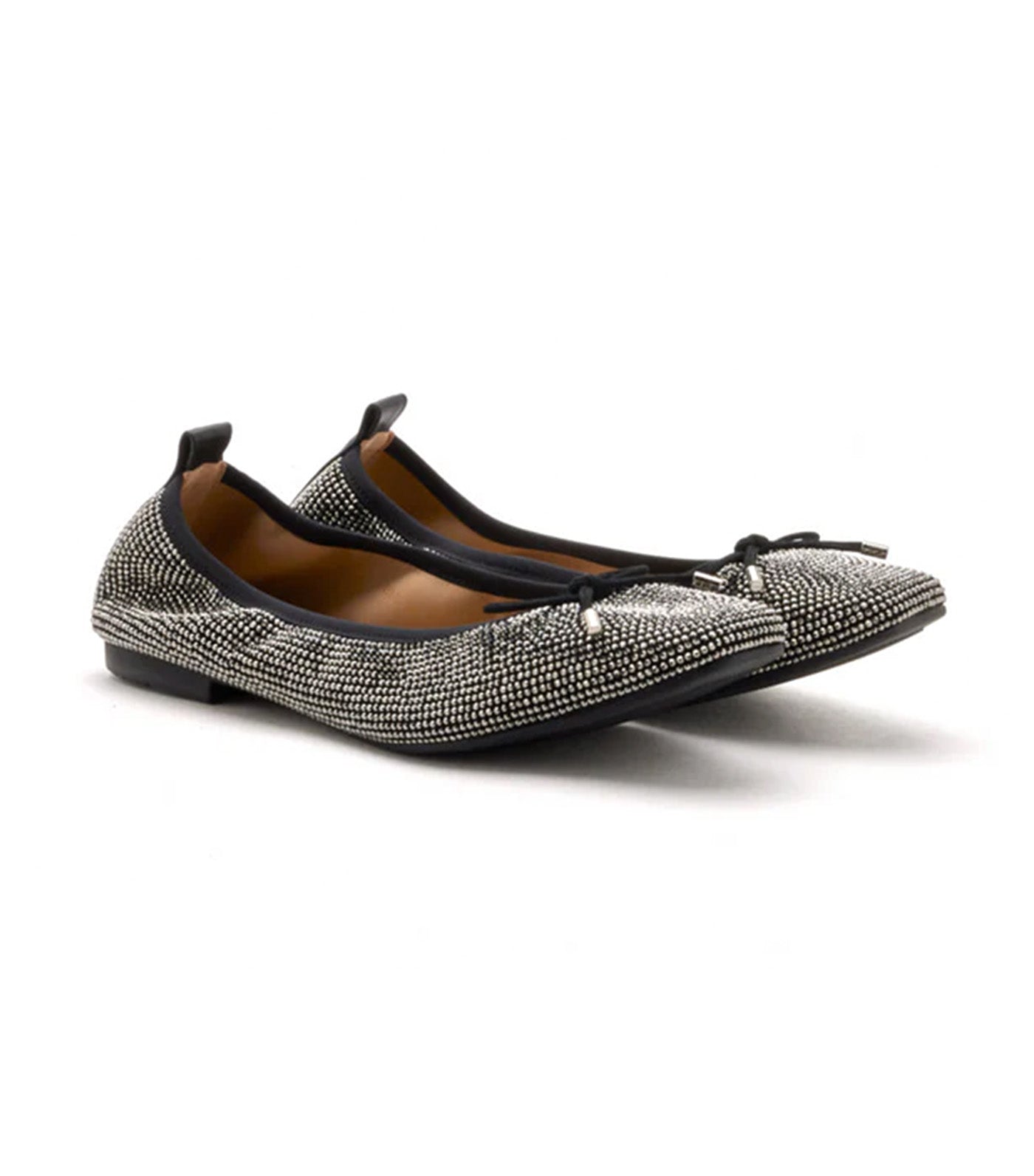 Marcelina Crystal Embellished Bow Flats Black