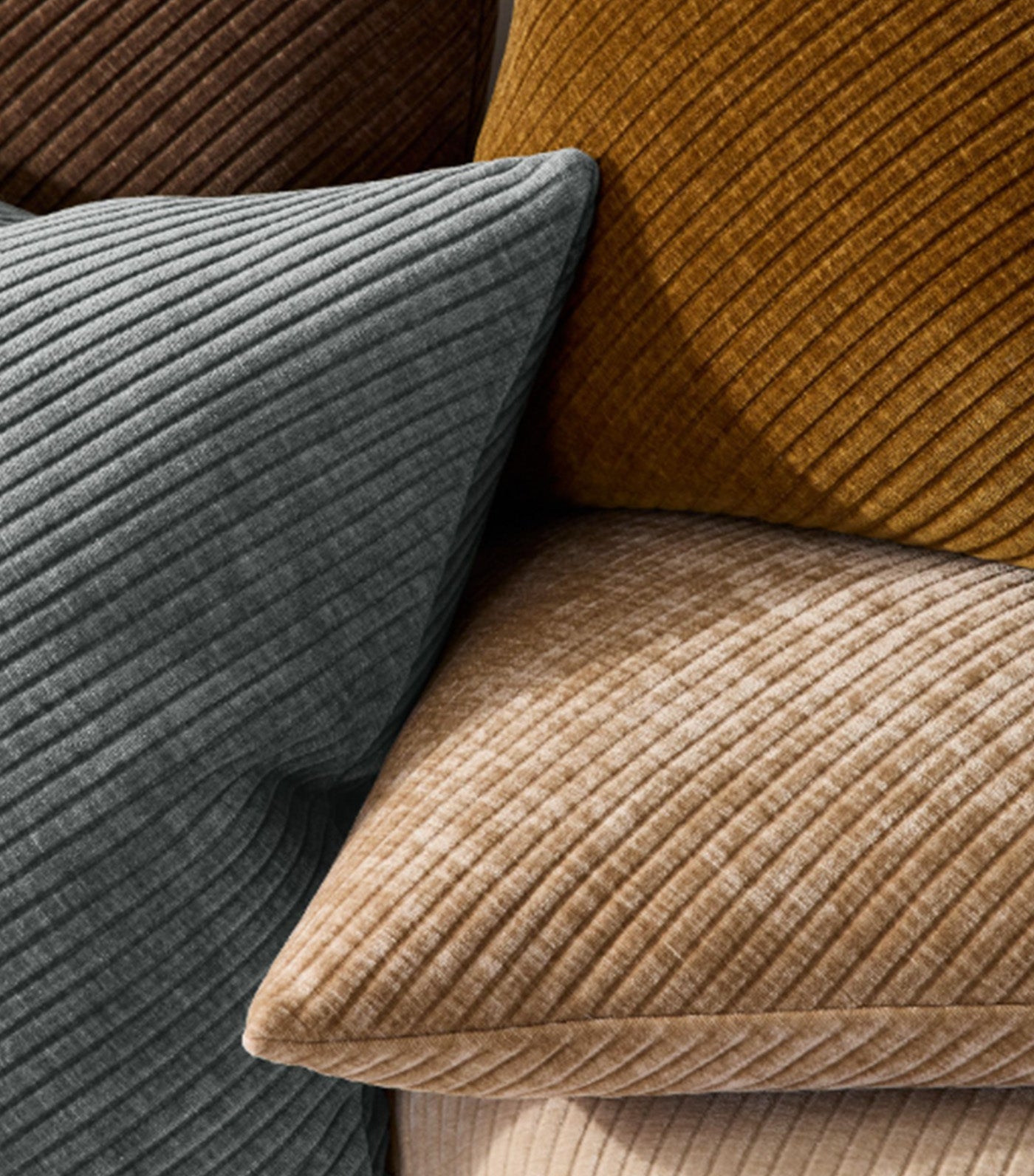 Corded Bias Velvet Pillow Cover Camel