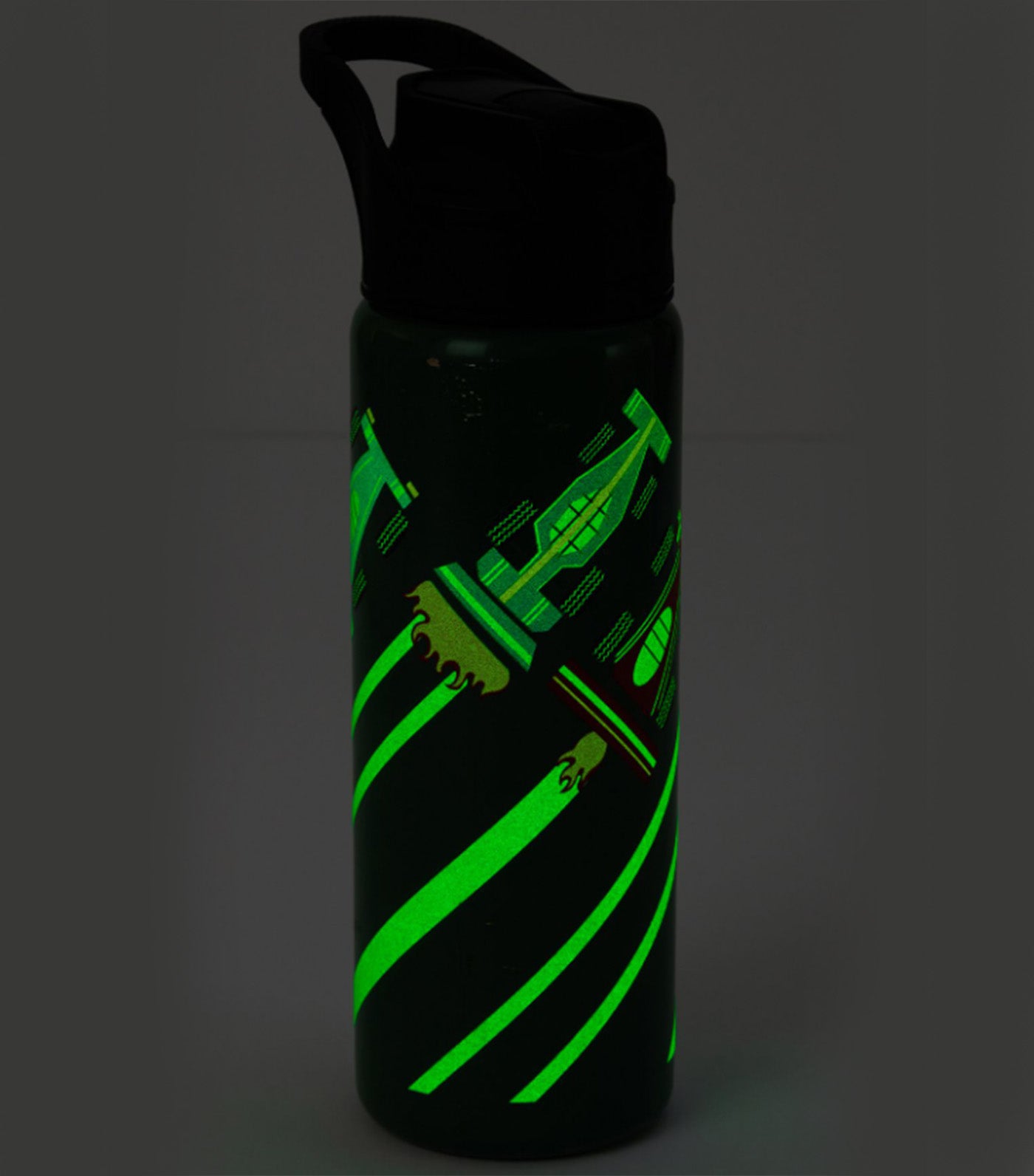 Pottery Barn Kids Mackenzie Remy Race Cars Glow-in-the-Dark 22oz Handle Water Bottle Green