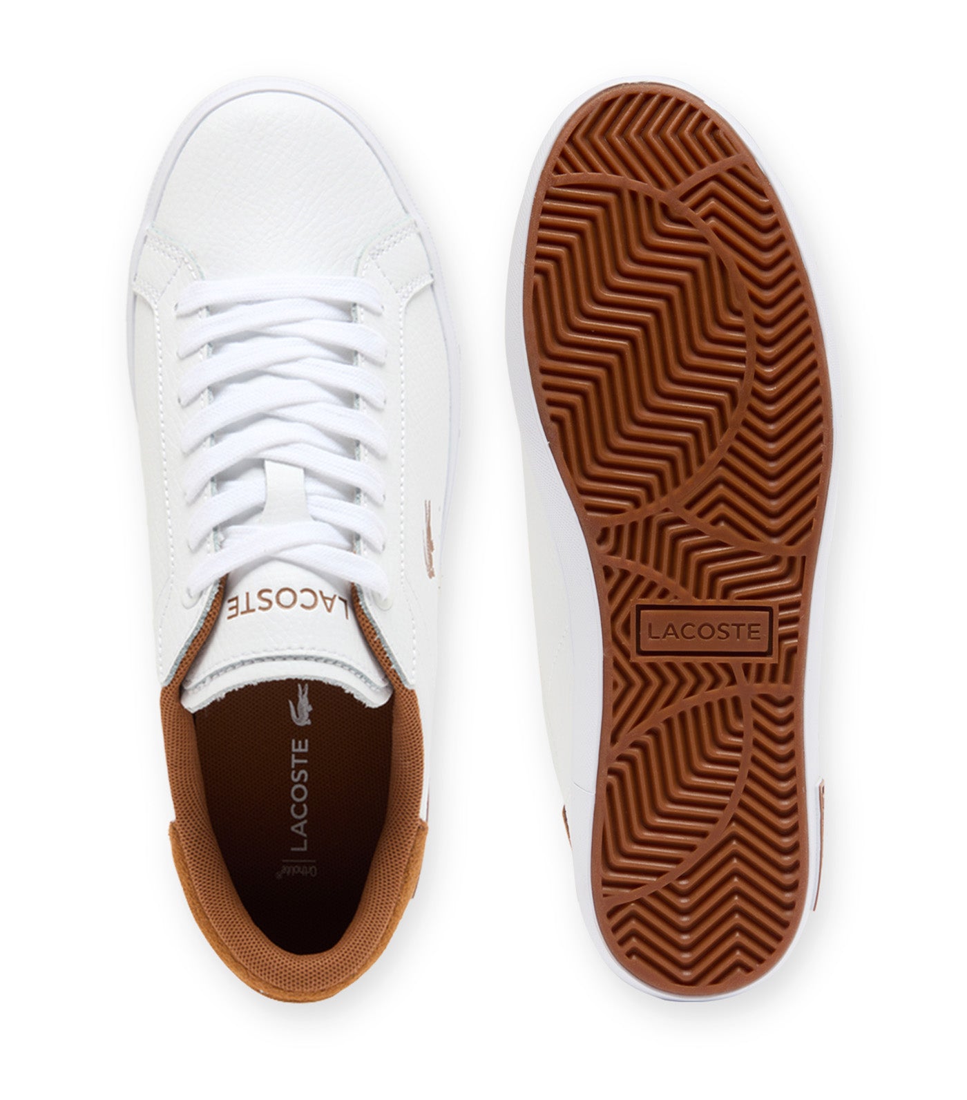 Lacoste Women's Powercourt Leather Sneakers White/Brown