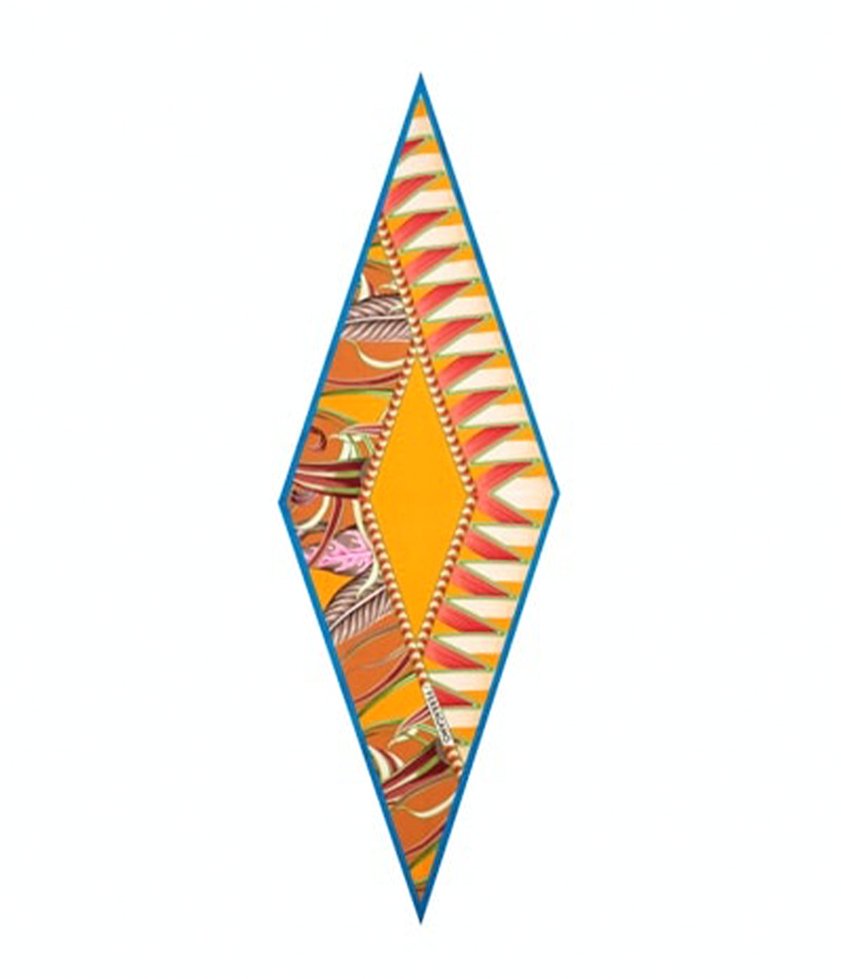 Flowers And Butterflies Print Diamond Scarf Orange/Rust