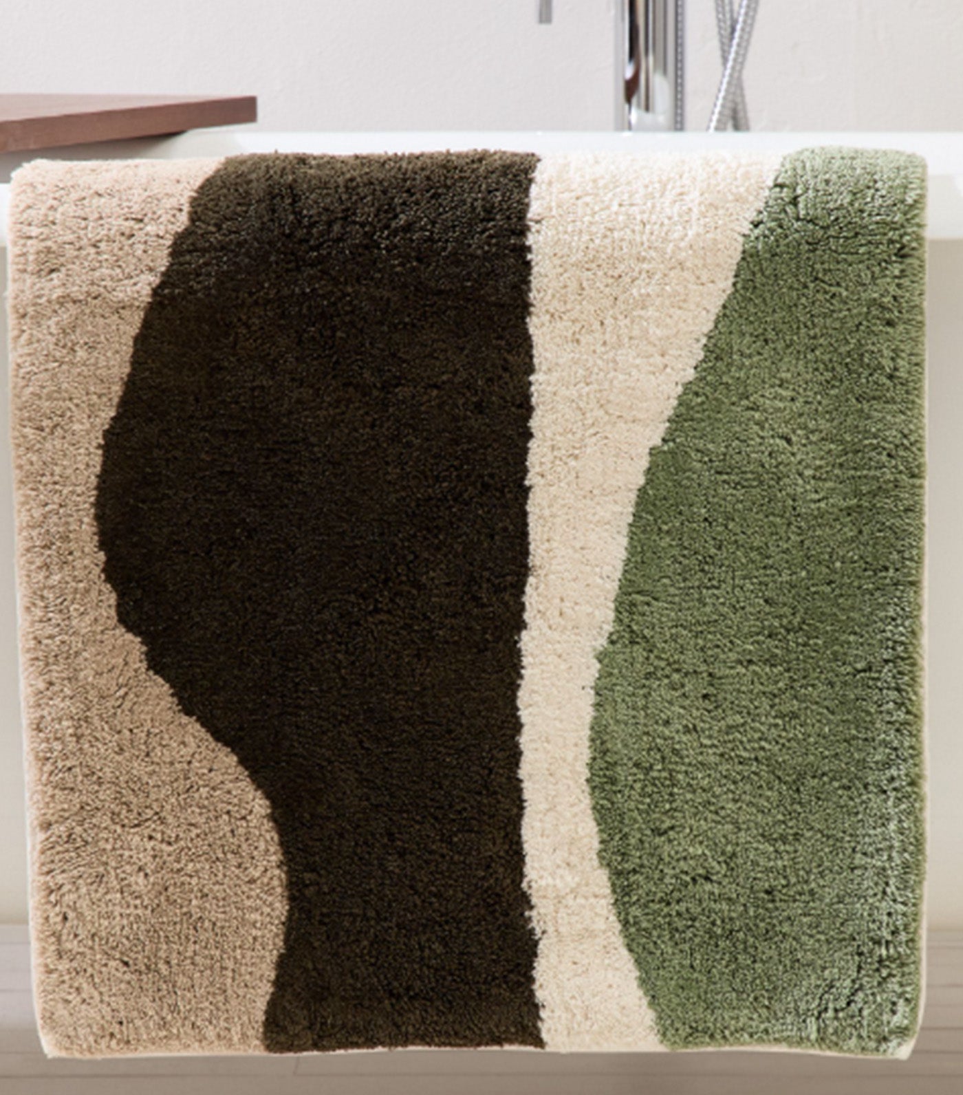 Modern Waves Bath Mat Celadon Multi