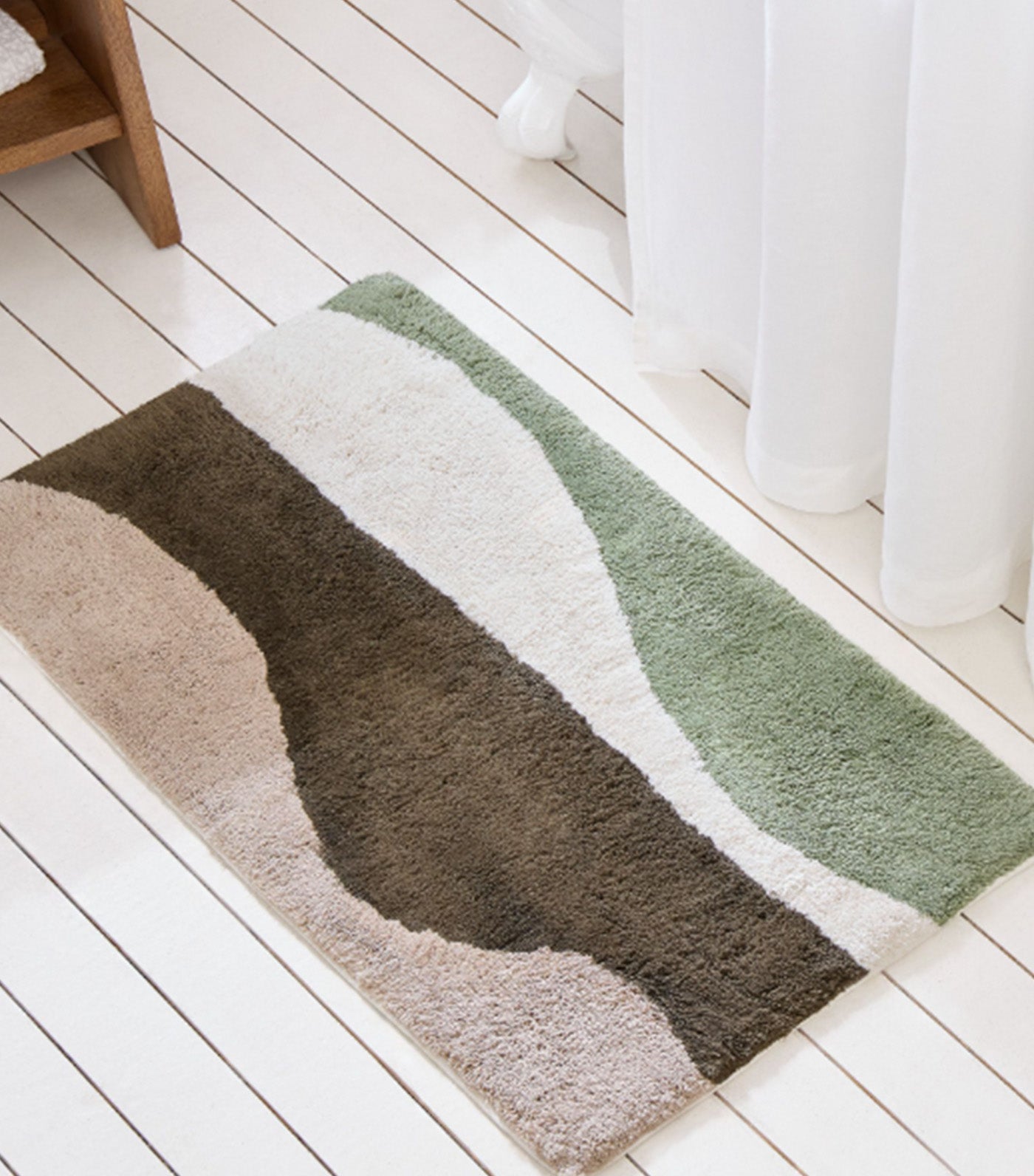 Modern Waves Bath Mat Celadon Multi
