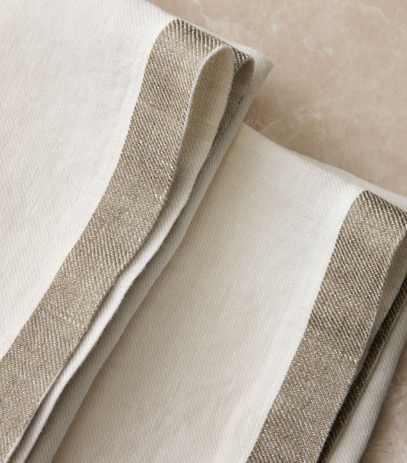 European Linen Contrast Border Napkins Vertiver Green