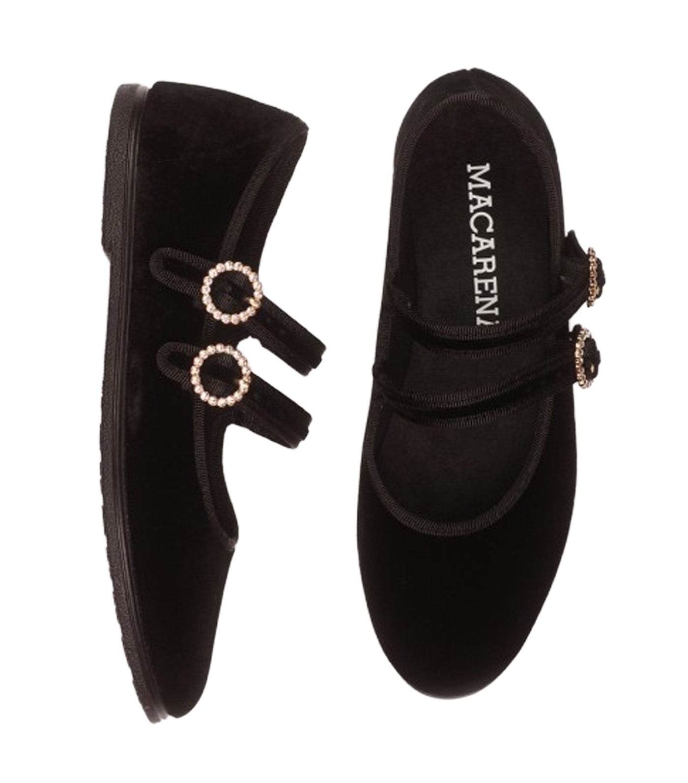 Macarena Rania 26 Terciopelo Ballet Flats Negro