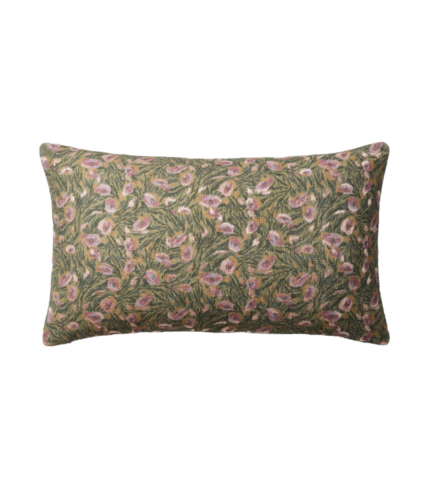 Modern Floral Lumbar Pillow Cover Dark Olive