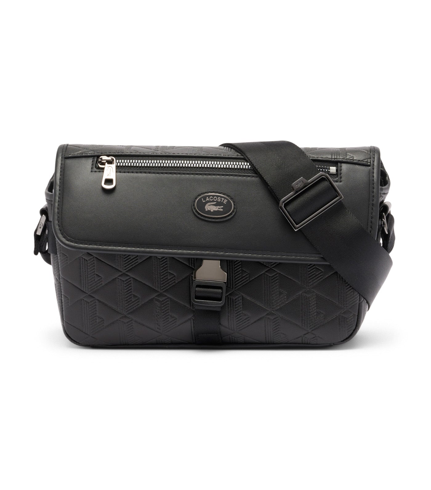 Small Monogram Leather Flap Satchel Noir