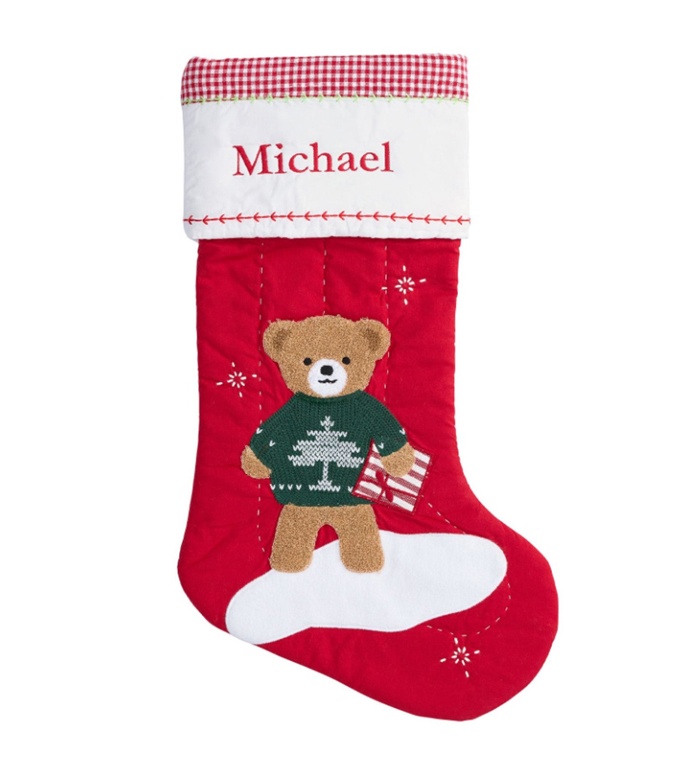 Bear Quilted Christmas Stocking Collection
