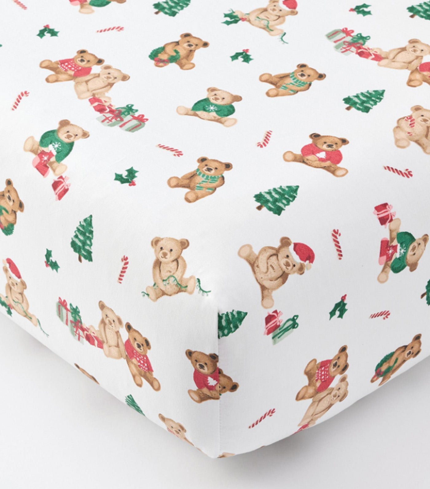 Holiday Teddy Bears Organic Crib Fitted Sheet