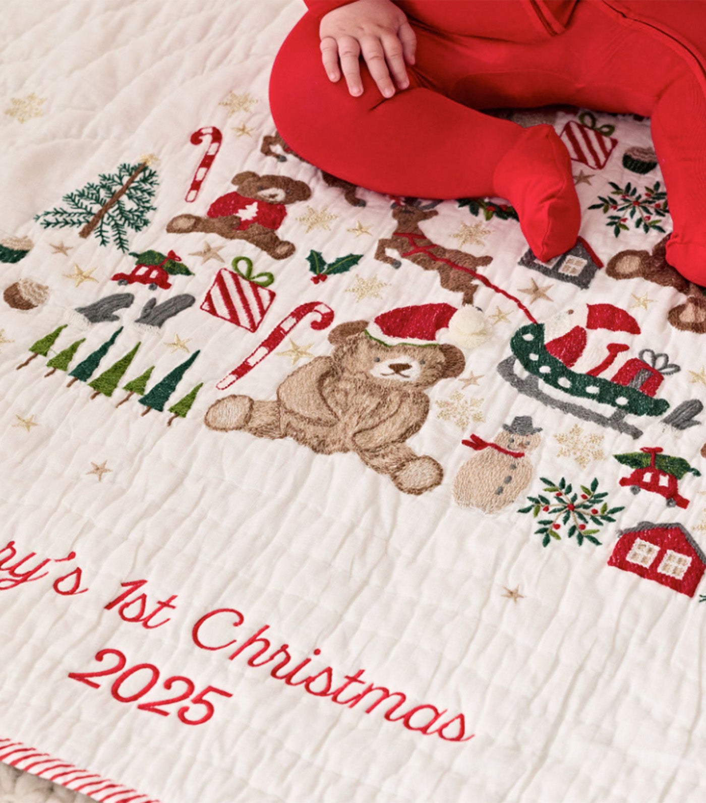 Teddy Bear Holiday Baby Quilt