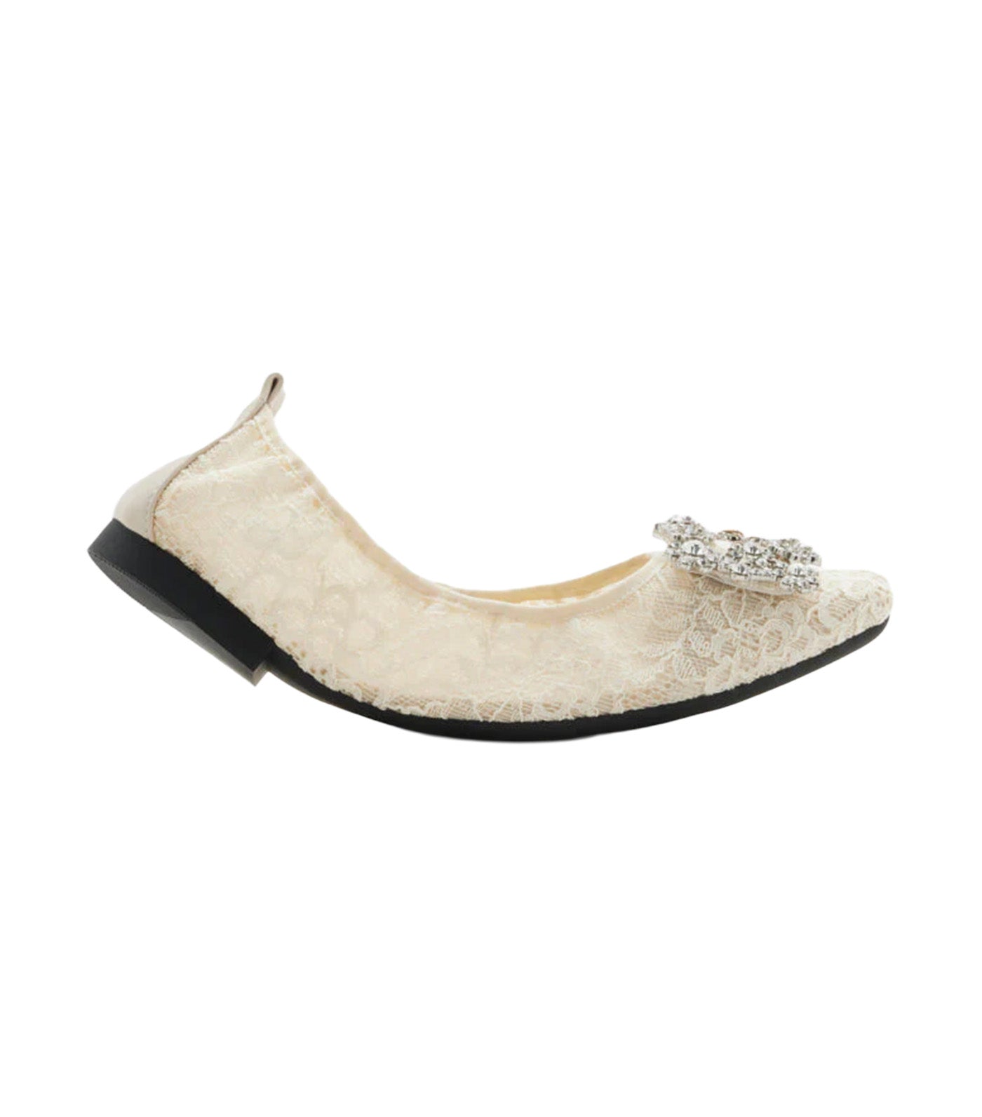 Alina Lace Diamante Foldable Flats