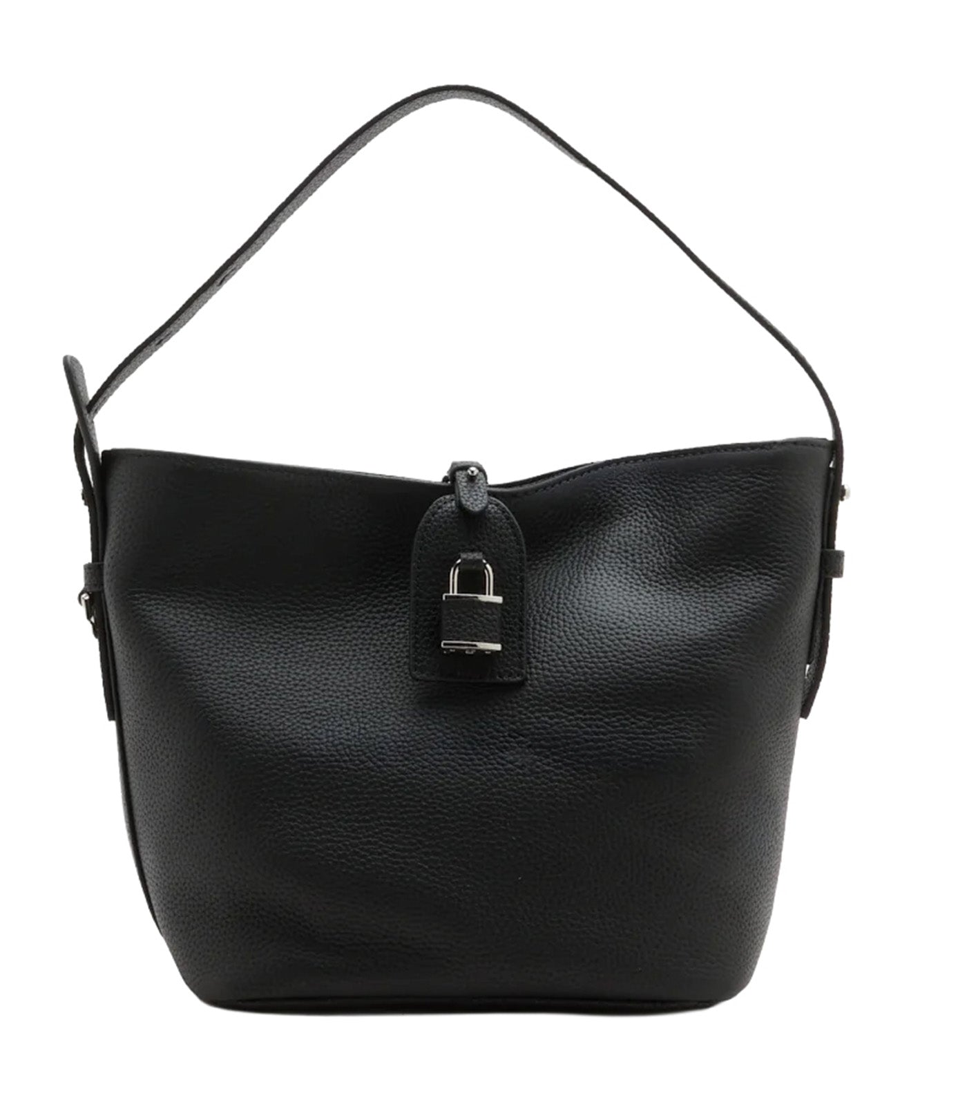 Tate Pebbled Buckle Bag Black