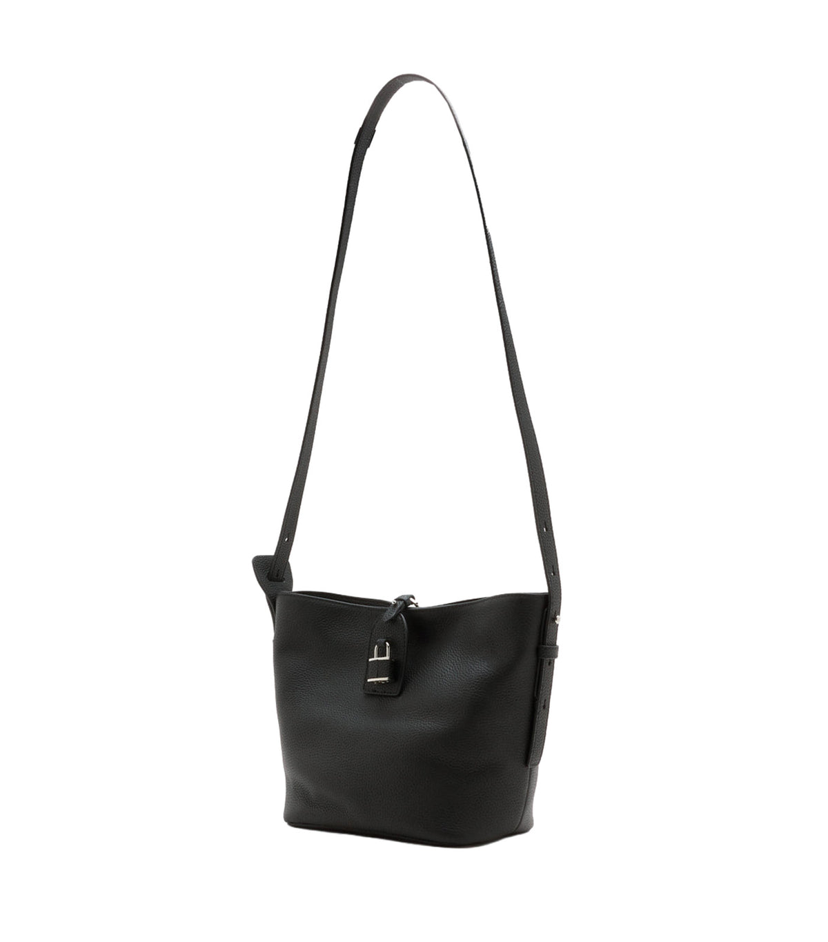 Tate Pebbled Buckle Bag Black
