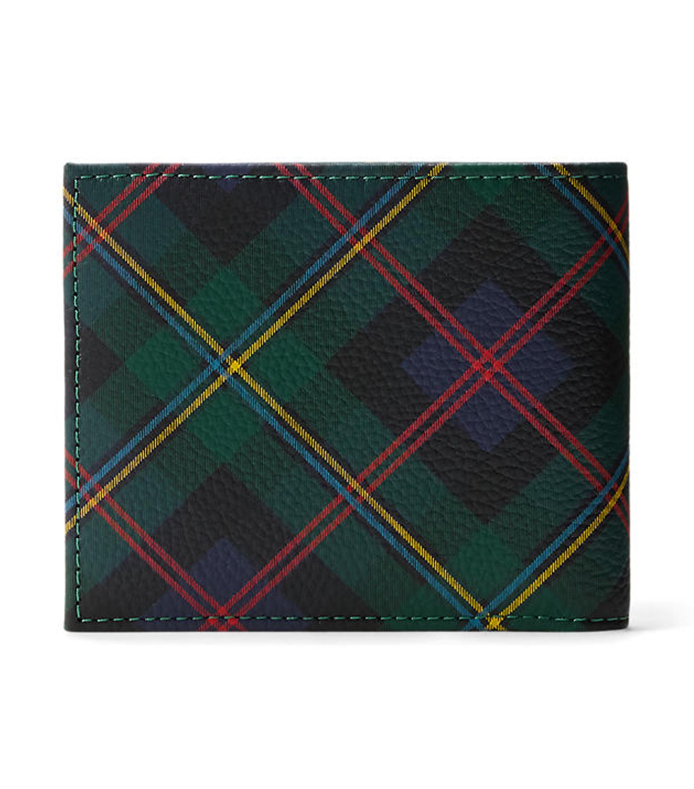 3-in-1 Plaid Leather Wallet Blue