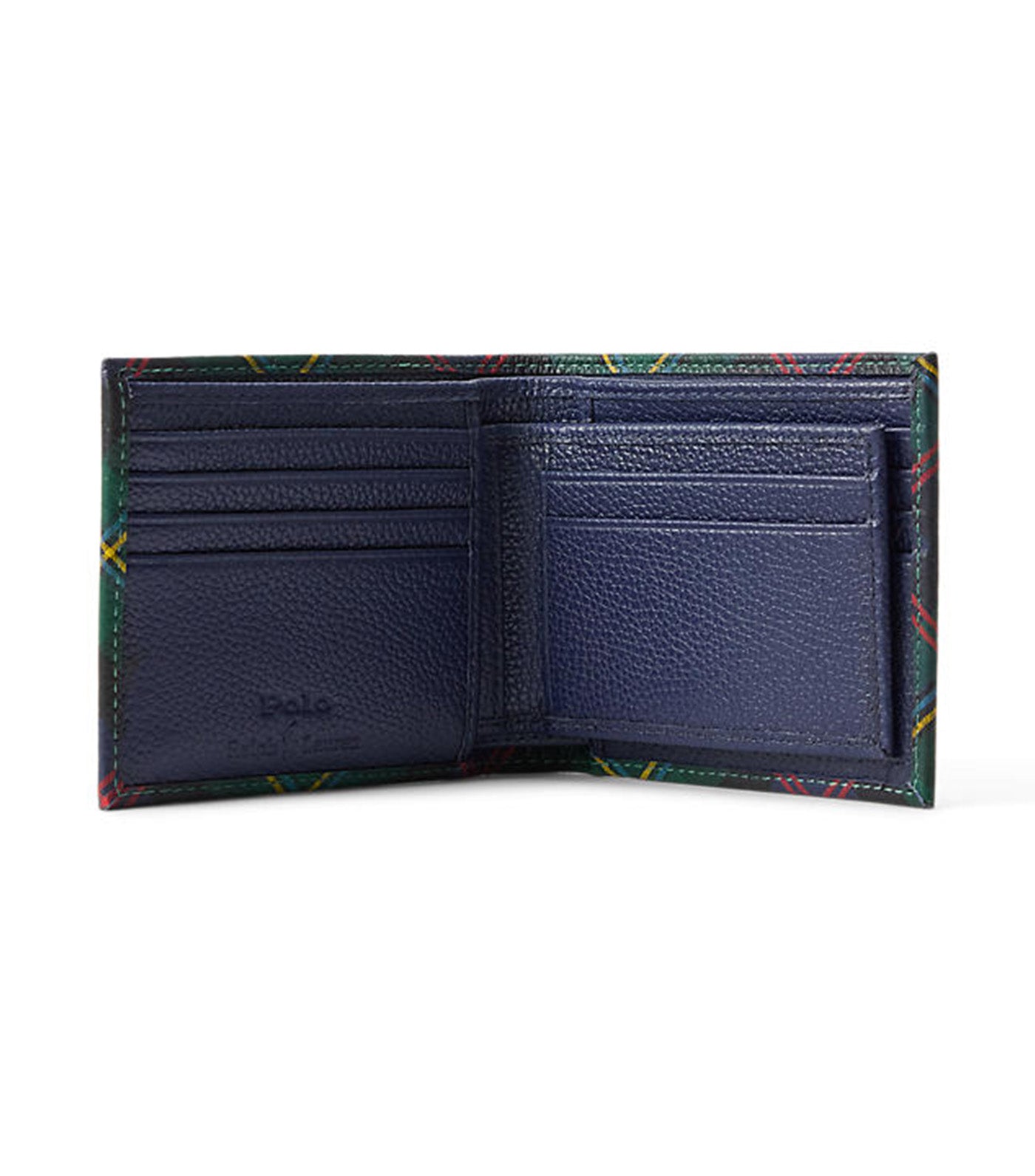 3-in-1 Plaid Leather Wallet Blue