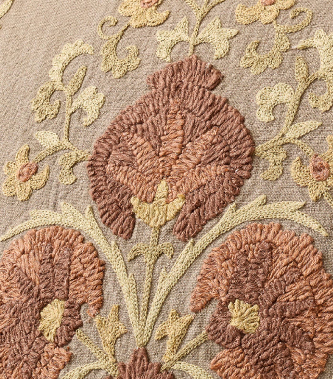 Emerald Embroidered Pillow Mocha Multi