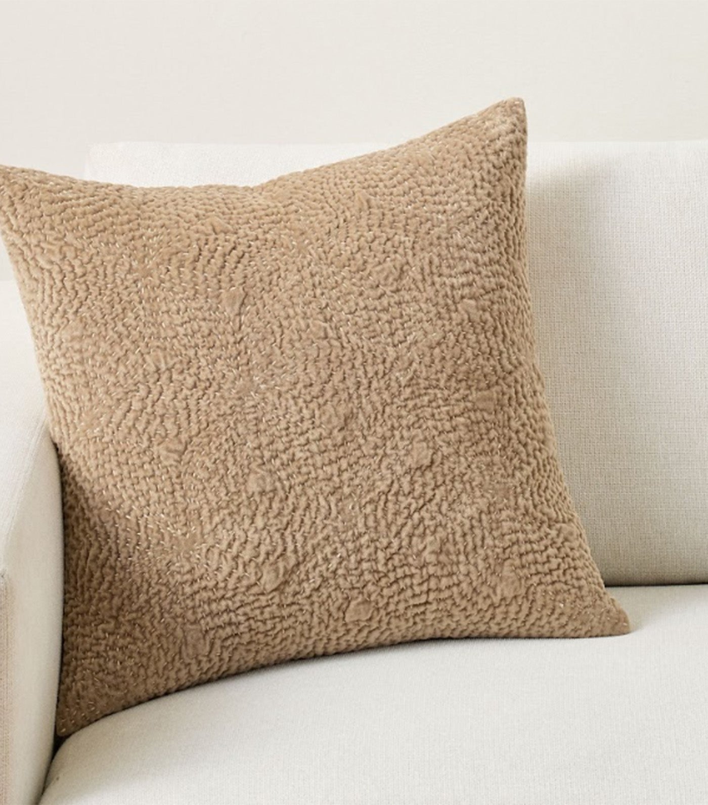 Follette Quilted Velvet Pillow Mocha