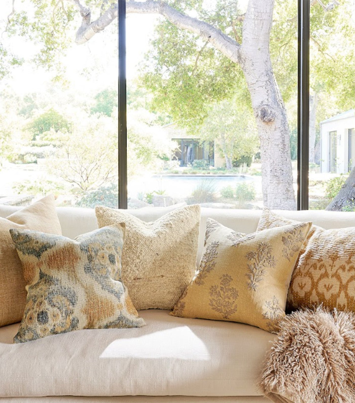 Gillian Embroidered Pillow Straw