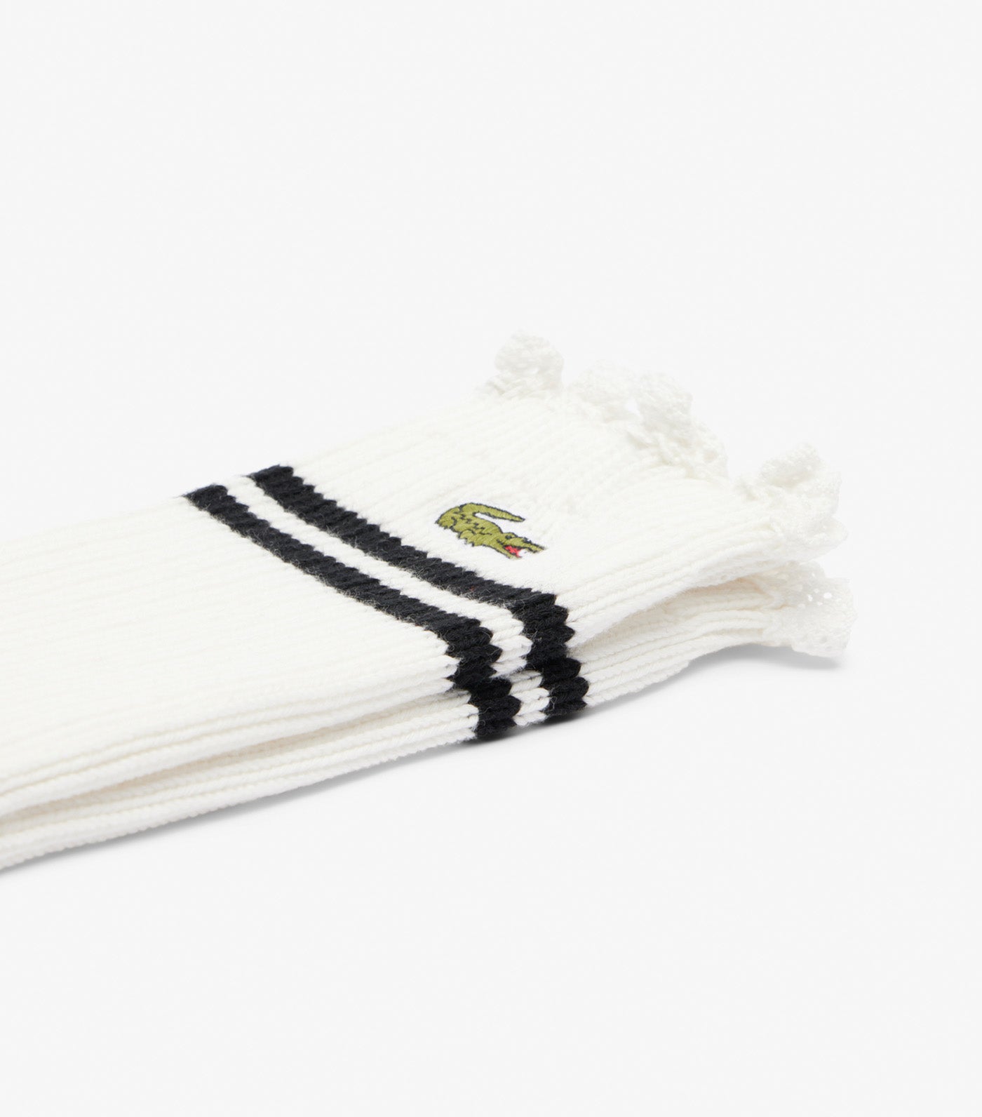 Lacoste Lace Edge Ribbed Socks Flour