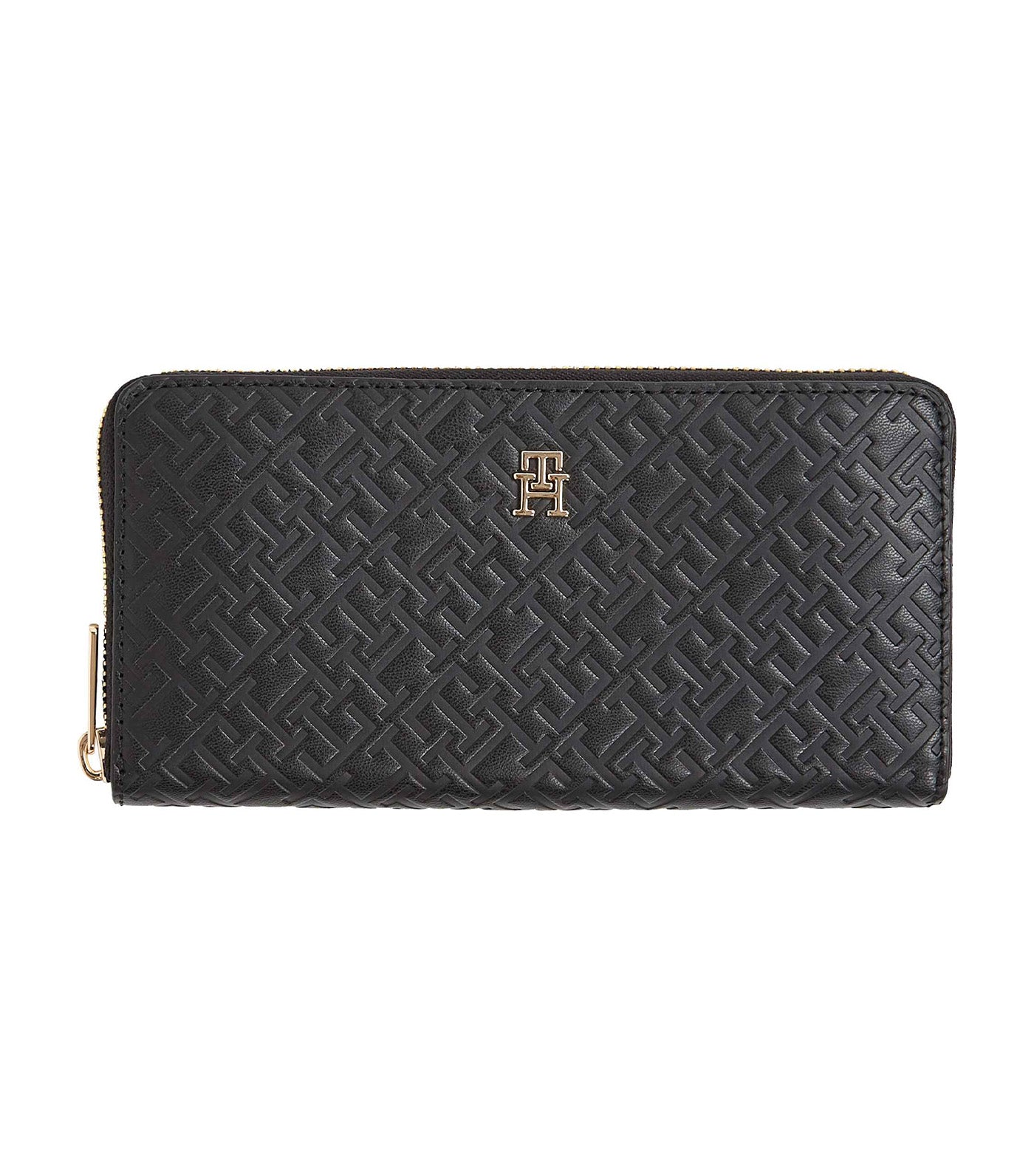 Large Zip-Around Mono Wallet Black