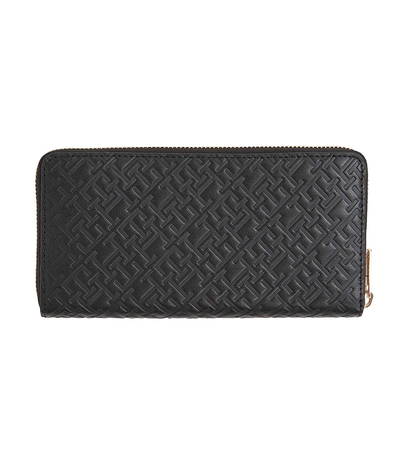 Large Zip-Around Mono Wallet Black