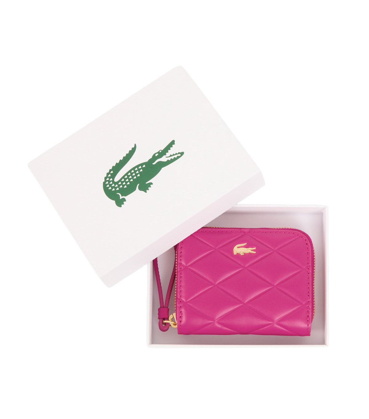 Small Crocodelle Leather Coin Purse Rubine