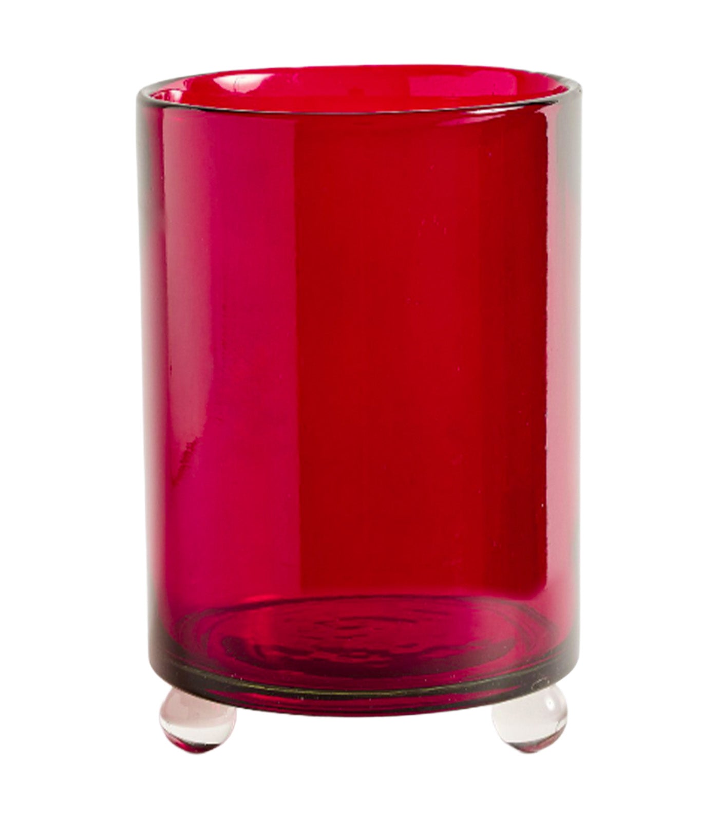 Ruby Red Glass Hurricane Candle Holder