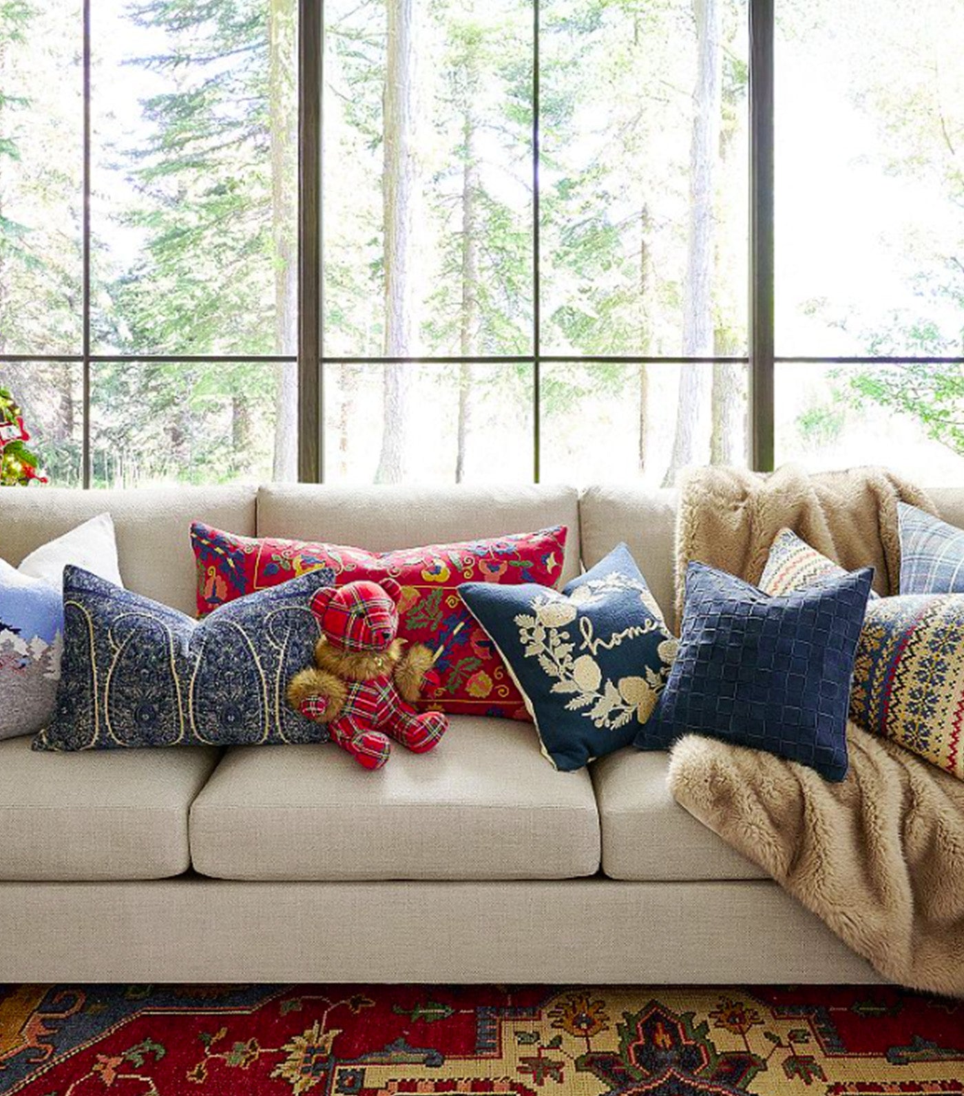 Alessia Suzani Lumbar Pillow Cover Red Multi