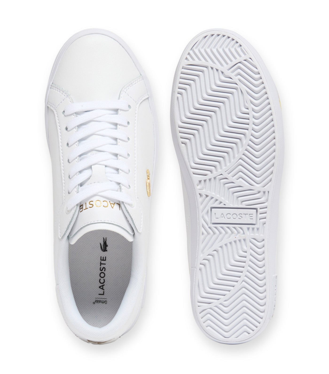 Lacoste Women's Powercourt Leather Sneakers White/Gold