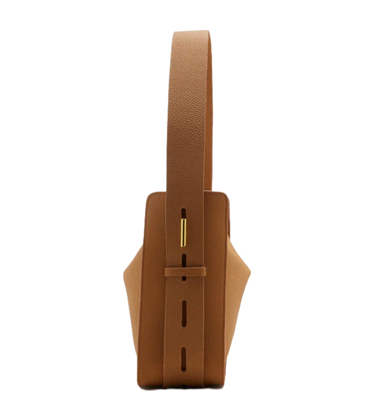Yelivienne Twist Lock Leather Shoulder Bag Camel