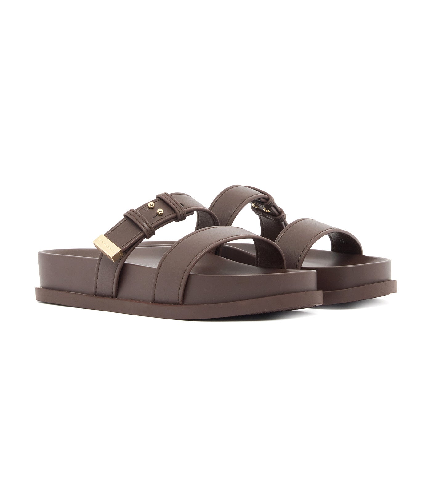 Two-Strap Slippers with Buckle Dusk Shade