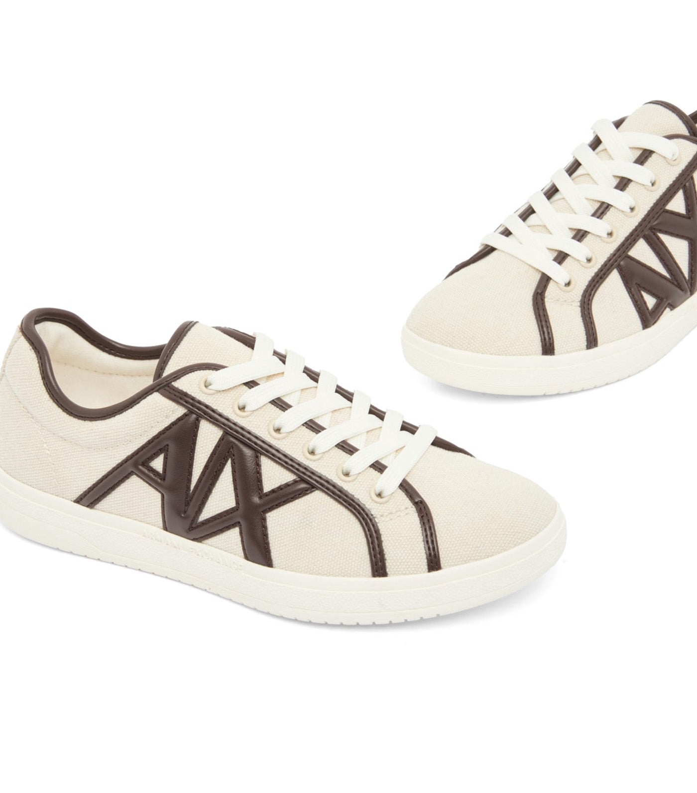 Canvas and Faux Leather Sneakers Ecru + Dusk Shade