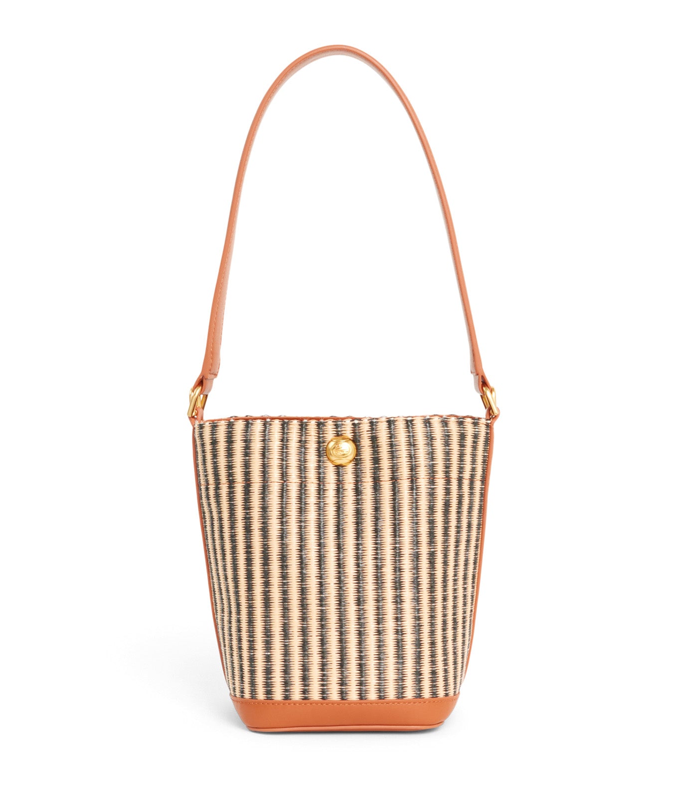 Small Summer Pack Raffia Bucket Bag Natural Noir Tan