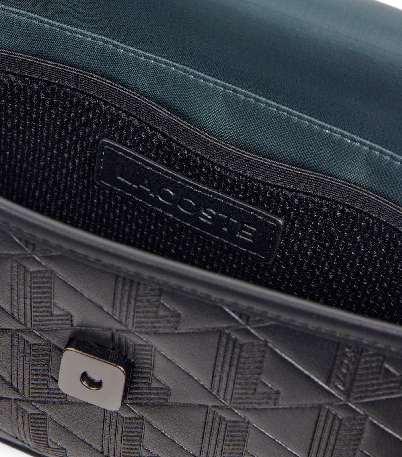 Lacoste Mini Monogram Leather Messenger Bag Noir