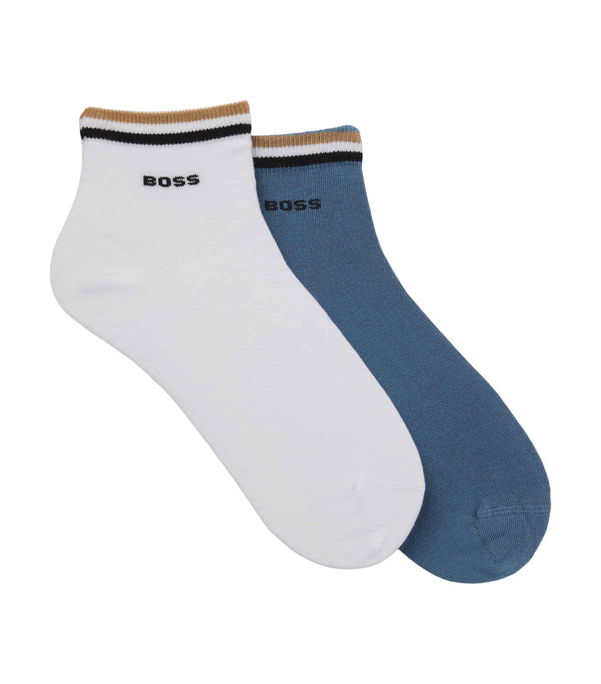 Two-Pack of Short Socks with Signature-Stripe Cuffs Dark Blue