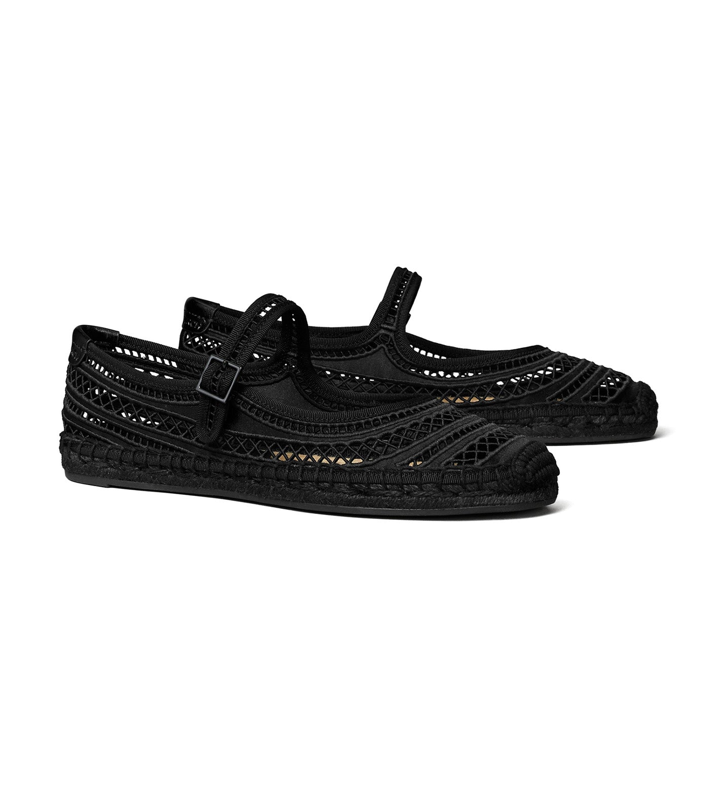 Open Weave Mary Jane Espadrille Perfect Black